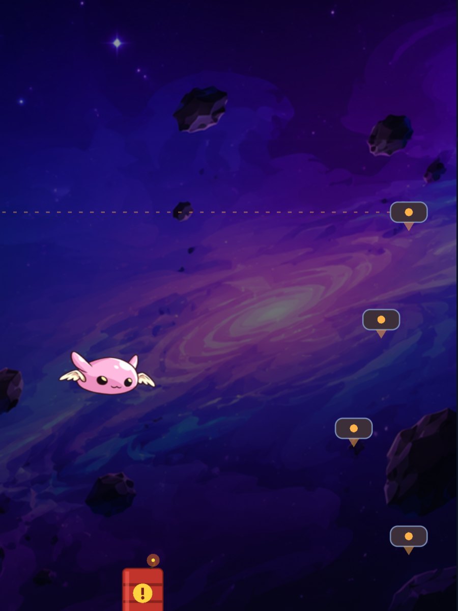 A Mokii flying through an asteroid field in Space